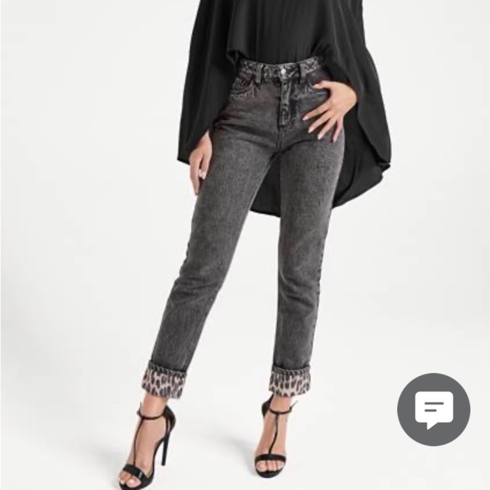 Leopard-Cuffed Jeans